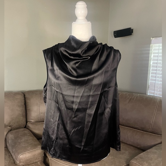 🔥HOT🔥NWT Rachel Zoe Black Satin Mock Drape Neck Top Sz XL - Picture 6 of 13